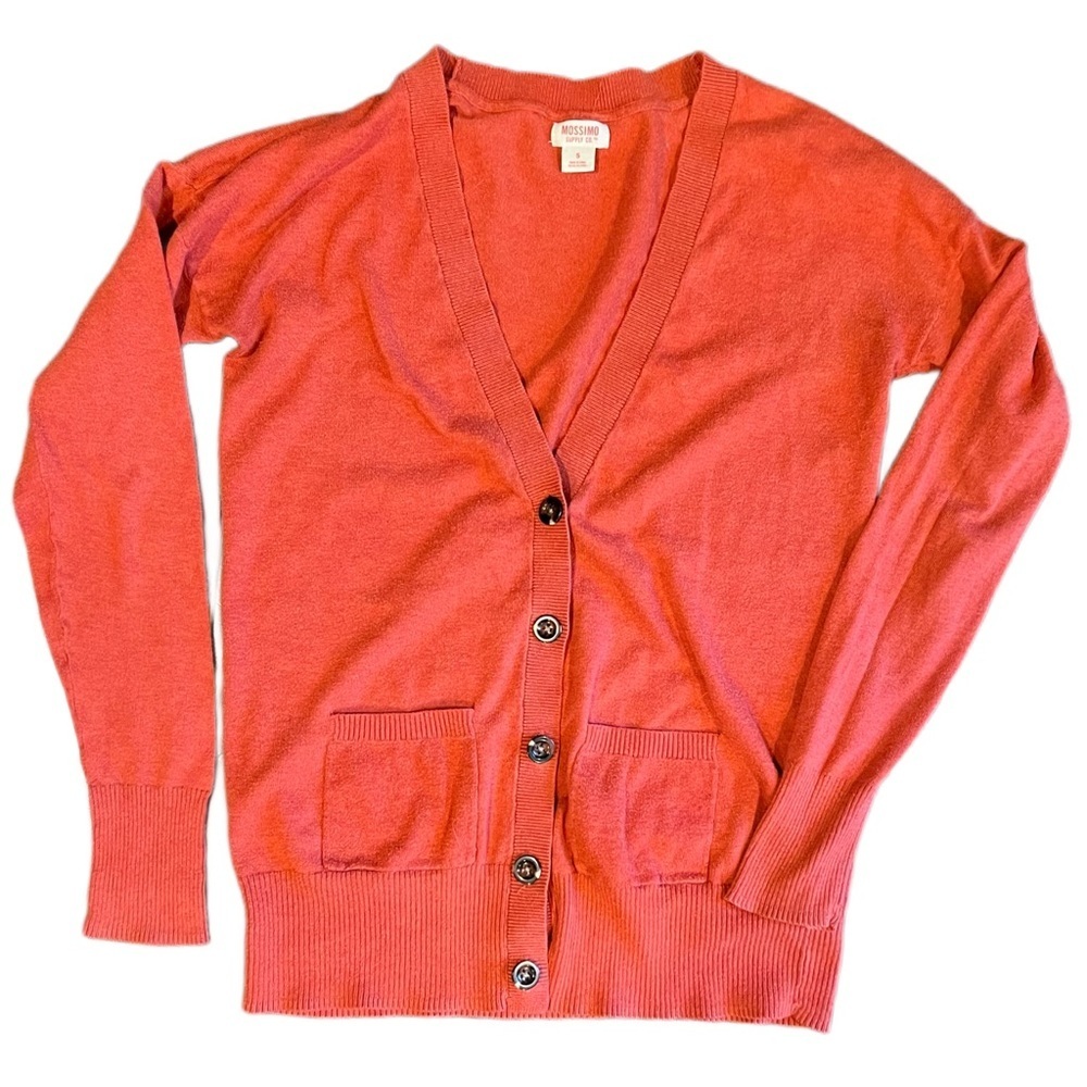 MOSSIMO • red knit v-neck cardigan